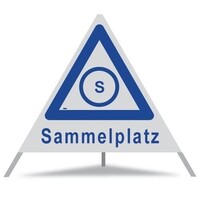 Faltsignal GROWAG 90 cm R2 / "S - Sammelplatz" / Farbe blau