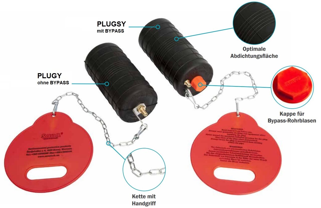 Obturateur pneumatique SAVA PLUGSY S4-6C, pour Ø 100 à 150 mm | Growag ...